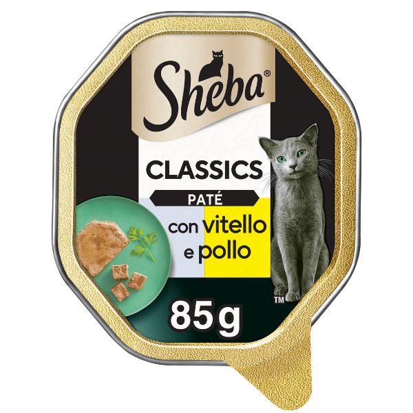 Sheba Patè classics 85gr - con Vitello e pollo Confezione da 22 pezzi