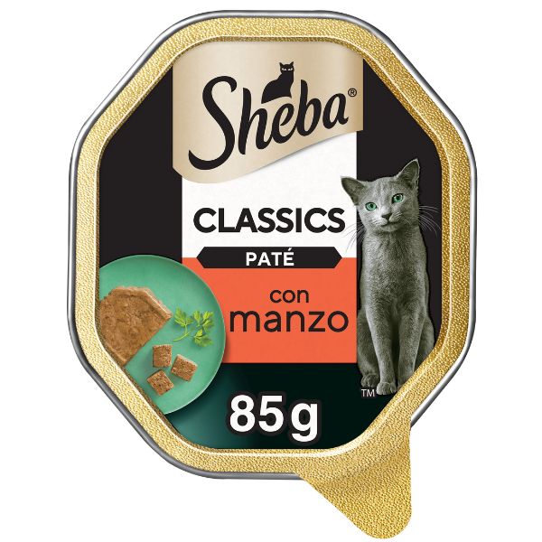 Sheba Patè classics 85gr - con Manzo Confezione da 22 pezzi - Cibo umido per gatti - SPEDIZIONE GRATIS 1° ORDINE + scegli lo sconto BZR5 / BZR20