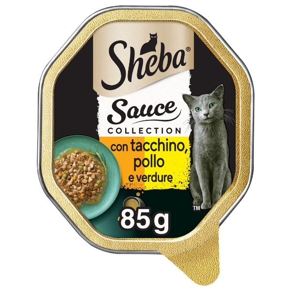 Sheba Creazioni speciali in salsa 85gr - con Tacchino, Pollo e Verdure Confezione da 22 pezzi