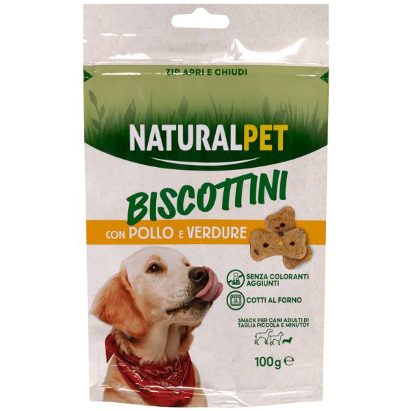 Image of NaturalPet biscotti per cani Mini/Toy 100 gr - con Pollo e verdure - SPEDIZIONE GRATIS 1° ORDINE + scegli lo sconto BZR5 / BZR20010