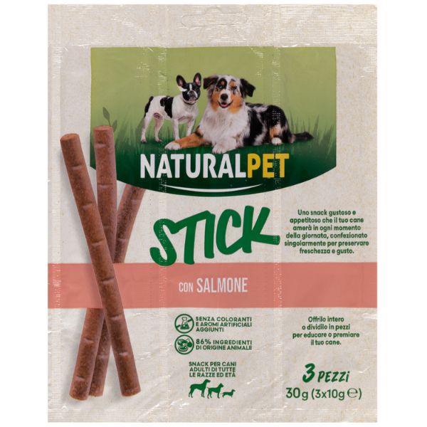 NaturalPet Stick per cani All Breeds 3x10 gr - con Salmone