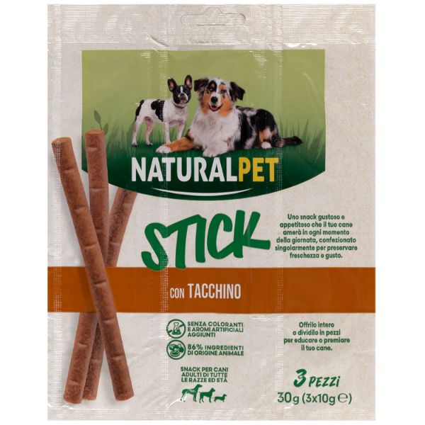 Image of NaturalPet Stick per cani All Breeds 3x10 gr - con Tacchino - SPEDIZIONE GRATIS 1° ORDINE + scegli lo sconto BZR5 / BZR20010