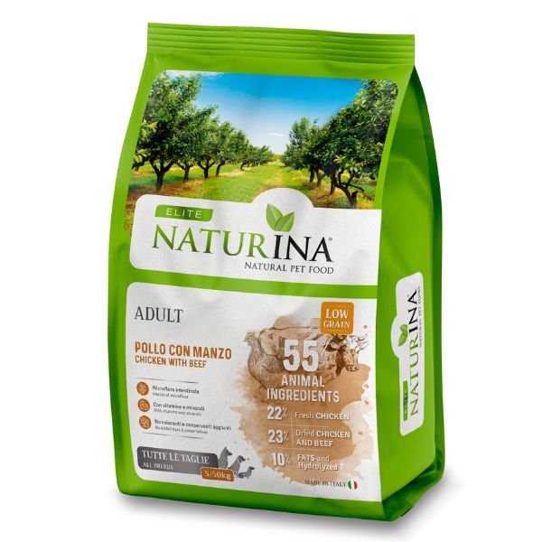 Naturina Elite Low Grain Adult All Breeds Pollo e manzo - 12 Kg