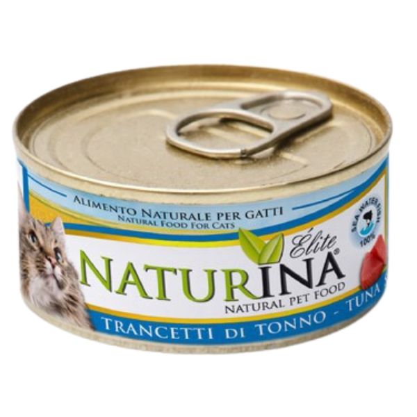 Naturina Elite Cat Adult All Breeds in acqua di cottura 70 gr - Trancetti di tonno Confezione da 12 pezzi