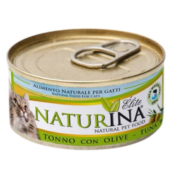 Naturina Elite Cat Adult All Breeds in acqua di cottura 70 gr - Tonno e olive Confezione da 12 pezzi