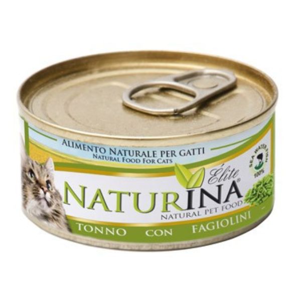 Naturina Elite Cat Adult All Breeds in acqua di cottura 70 gr - Tonno e fagiolini Confezione da 12 pezzi