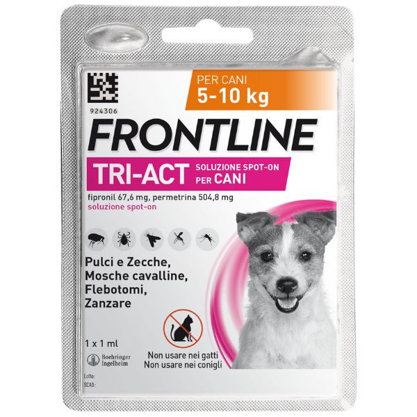Frontline Tri-Act Spot-On per cani - 1 pipetta per taglia piccola (5-10 Kg)