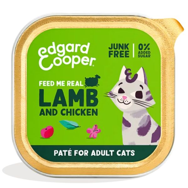 Edgard & Cooper Cat Adult Patè Grain Free 85 gr - Agnello e pollo Confezione da 16 pezzi