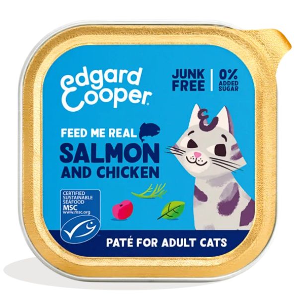 Edgard & Cooper Cat Adult Patè Grain Free 85 gr - Salmone e pollo Confezione da 16 pezzi