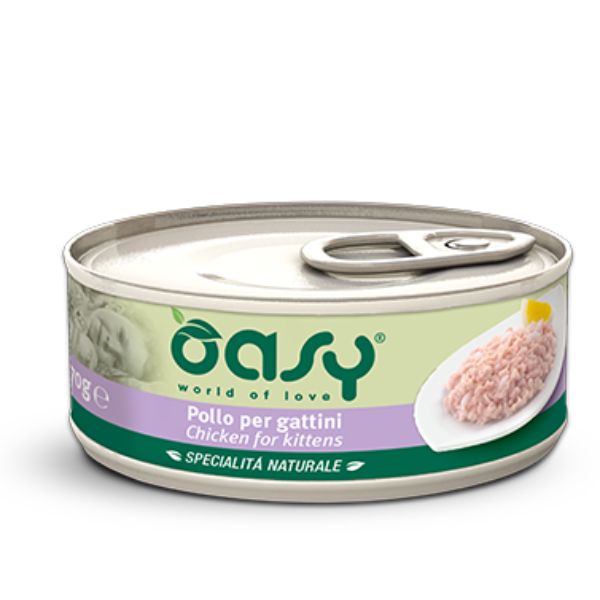 Oasy Specialità Naturale Cat Kitten Straccetti in soft-jelly 70 gr - Pollo Confezione da 24 pezzi