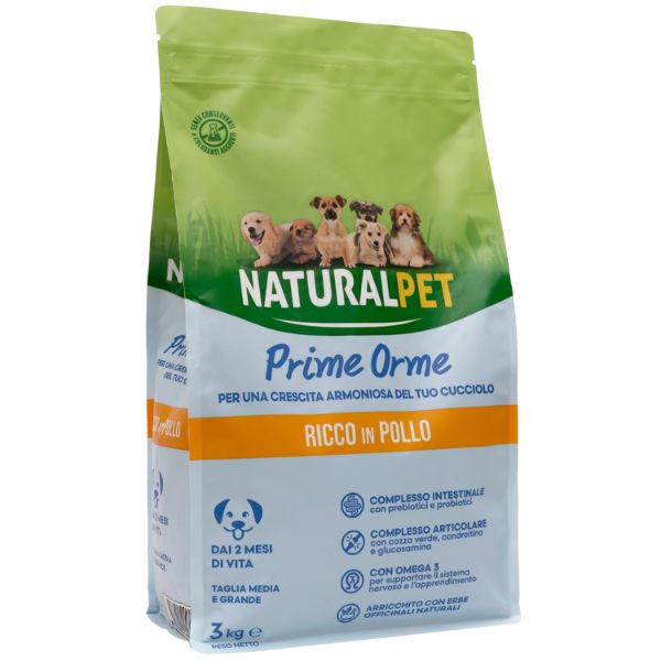 NaturalPet Puppy Prime Orme Medium/Large Pollo - 3 Kg