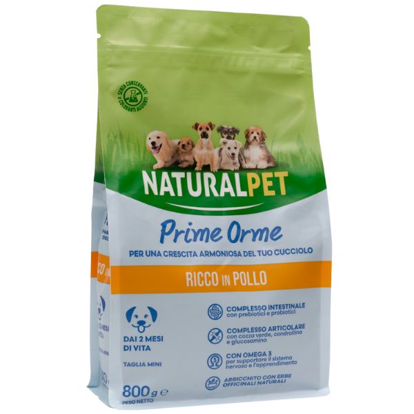 Image of NaturalPet Puppy Prime Orme Mini Pollo - 800 gr - Crocchette naturali cane - SPEDIZIONE GRATIS 1° ORDINE + scegli lo sconto BZR5 / BZR20010