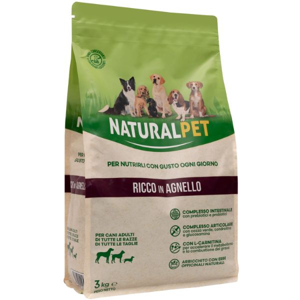 Image of NaturalPet Adult All Breeds Agnello - Agnello 3 Kg - Crocchette naturali cane - SPEDIZIONE GRATIS 1° ORDINE + scegli lo sconto BZR5 / BZR20010