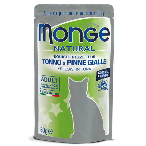 Monge Natural Adult cottura al vapore 80 gr - Tonno del Pacifico Confezione da 24 pezzi - Cibo umido per gatti - SPEDIZIONE GRATIS 1° ORDINE + scegli lo sconto BZR5 / BZR20