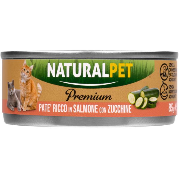 NaturalPet Premium Cat Adult Patè 85 gr - Salmone con zucchine Confezione da 6 pezzi