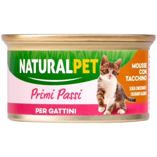 Image of NaturalPet Cat Kitten Primi Passi Mousse 85 gr - Tacchino - Confezione da 6 pezzi - SPEDIZIONE GRATIS 1° ORDINE + scegli lo sconto BZR5 / BZR20010