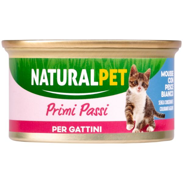 NaturalPet Cat Kitten Primi Passi Mousse 85 gr - Pesce bianco Confezione da 6 pezzi