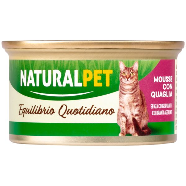 Image of NaturalPet Cat Adult Mousse 85 gr - Quaglia - Confezione da 6 pezzi - SPEDIZIONE GRATIS 1° ORDINE + scegli lo sconto BZR5 / BZR20010