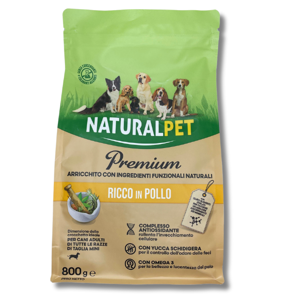 Image of NaturalPet Premium Adult Mini Pollo - 800 gr - Crocchette naturali cane - SPEDIZIONE GRATIS 1° ORDINE + scegli lo sconto BZR5 / BZR20010