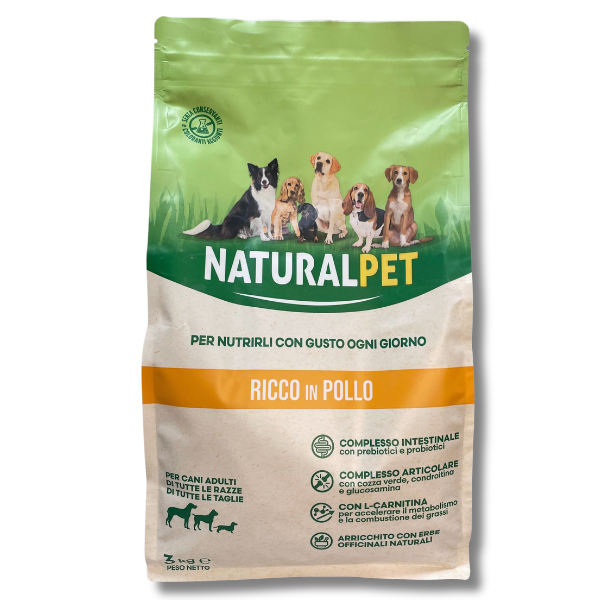 Image of NaturalPet Adult All Breeds Pollo - Pollo 3 Kg - Crocchette naturali cane - SPEDIZIONE GRATIS 1° ORDINE + scegli lo sconto BZR5 / BZR20010