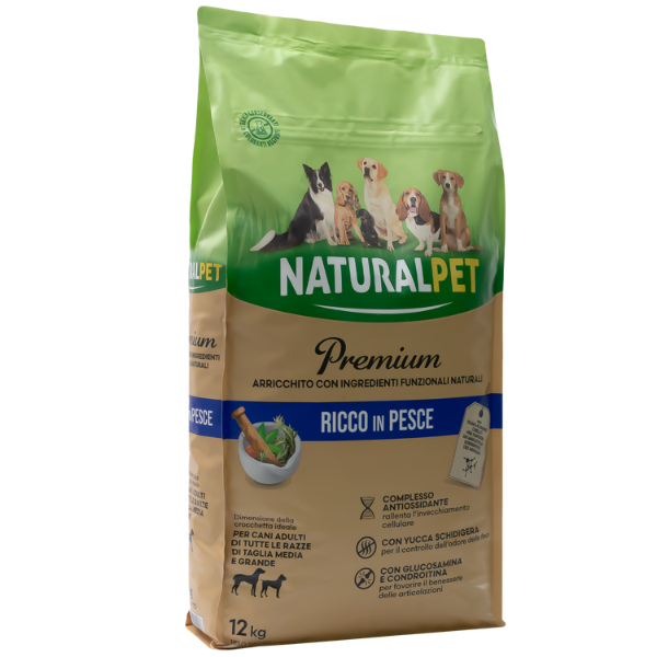 NaturalPet Premium Adult Medium/Large Pesce - 12 Kg