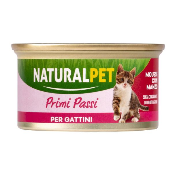 Image of NaturalPet Cat Kitten Primi Passi Mousse 85 gr - Manzo - Confezione da 6 pezzi - SPEDIZIONE GRATIS 1° ORDINE + scegli lo sconto BZR5 / BZR20010