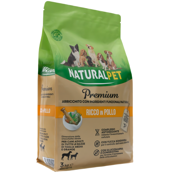 Image of NaturalPet Premium Adult Medium/Large Pollo - Pollo 3 Kg - Crocchette naturali cane - SPEDIZIONE GRATIS 1° ORDINE + scegli lo sconto BZR5 / BZR20010