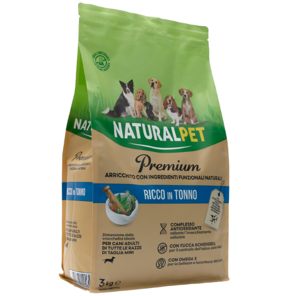 Image of NaturalPet Premium Adult Mini Tonno - 3 Kg - Crocchette naturali cane - SPEDIZIONE GRATIS 1° ORDINE + scegli lo sconto BZR5 / BZR20010