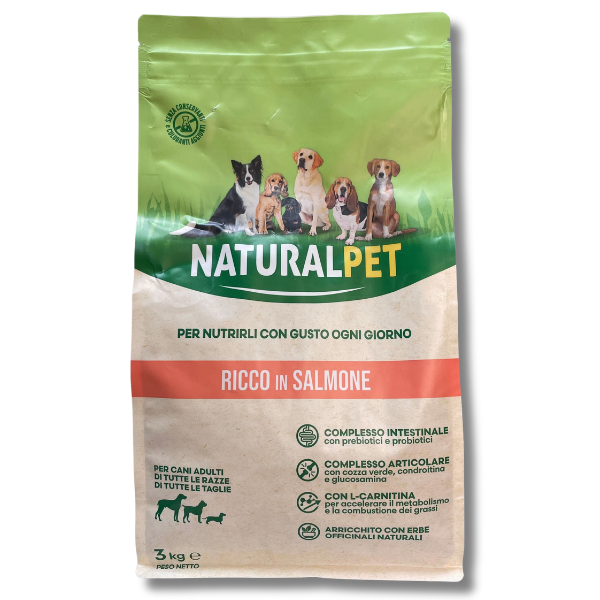 Image of NaturalPet Adult All Breeds Salmone - Salmone 3 Kg - Crocchette naturali cane - SPEDIZIONE GRATIS 1° ORDINE + scegli lo sconto BZR5 / BZR20010