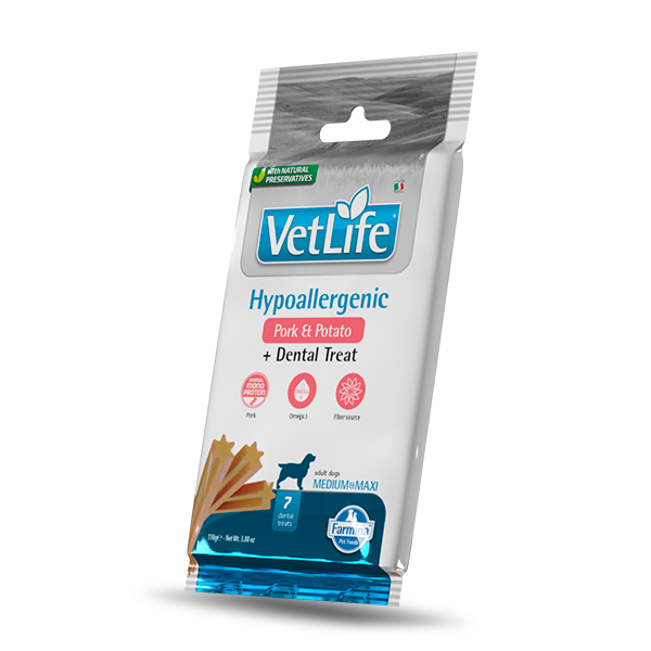 Farmina Vet Life Hypoallergenic snack dentali per cani Adult Medium/Large 110 gr - Maiale e patate