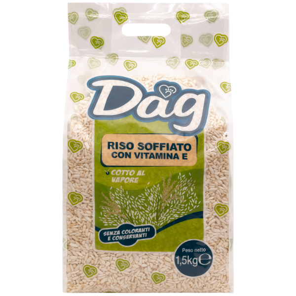 Image of Dag Riso Soffiato con Vitamina E - 1,5 kg - Croccantini per cani - SPEDIZIONE GRATIS 1° ORDINE + scegli lo sconto BZR5 / BZR20010