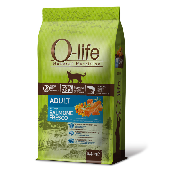 O-life Cat Adult Grain Free Salmone fresco - 2,4 Kg