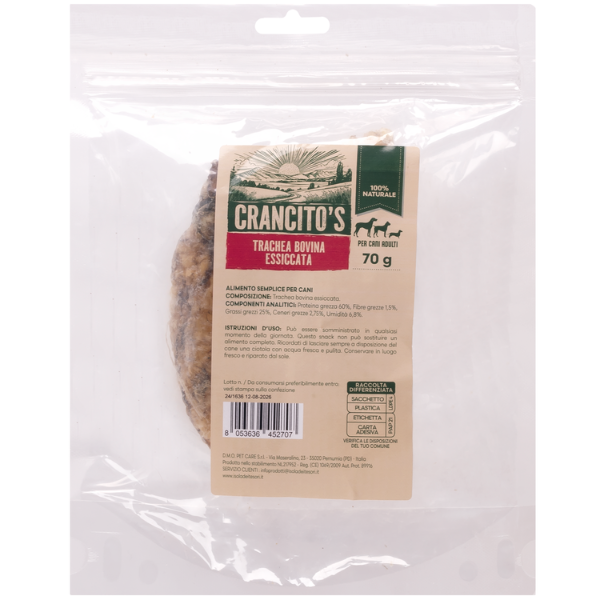 Image of Crancito's snack naturale Dog Adult Trachea bovina - 70 gr - SPEDIZIONE GRATIS 1° ORDINE + scegli lo sconto BZR5 / BZR20010