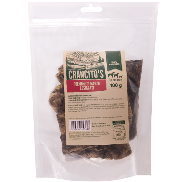 Crancito's snack naturale Dog Adult Polmone di manzo - 100 gr