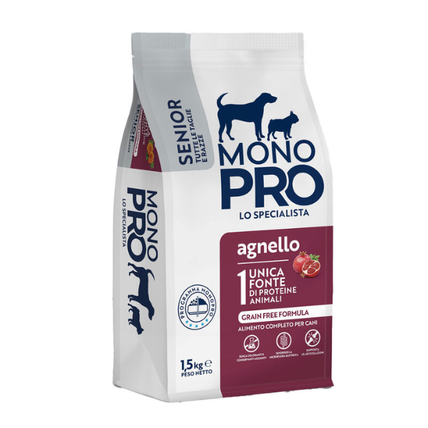 Monopro lo specialista Senior All Breeds Grain Free Agnello - 1,5 Kg - Crocchette Monoproteiche Cane