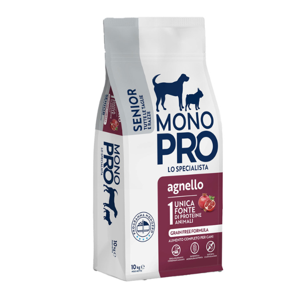 Monopro lo specialista Senior All Breeds Grain Free Agnello - 10 Kg - Crocchette Monoproteiche Cane