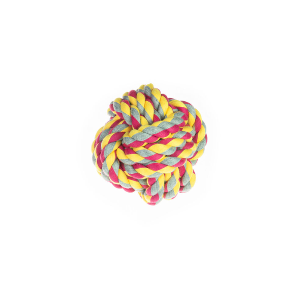 Image of Palla intrecciata per cani Cotonosso PetUp - Fucsia e giallo - diametro 8,5 cm - Giochi per cani - SPEDIZIONE GRATIS 1° ORDINE + scegli lo sconto BZR5 / BZR20010