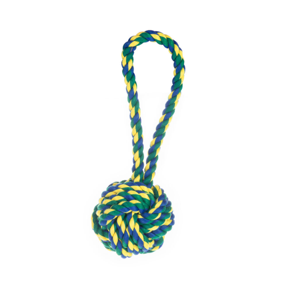 Image of Corda in cotone per cani Cotonosso Maniglia Nodi PetUp - Verde e Giallo - 21 cm - Giochi per cani - SPEDIZIONE GRATIS 1° ORDINE + scegli lo sconto BZR5 / BZR20010