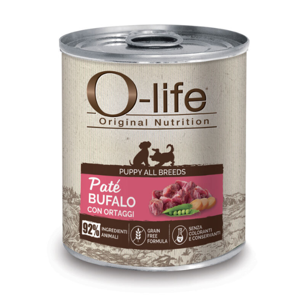 Image of O-life Dog Puppy Patè Grain Free 400 gr - Bufalo e Ortaggi - SPEDIZIONE GRATIS 1° ORDINE + scegli lo sconto BZR5 / BZR20010