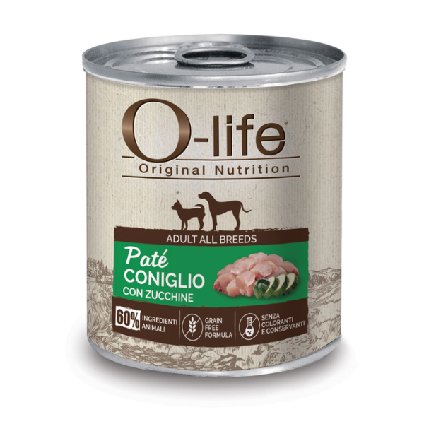 Image of O-life Adult Grain Free Patè 400 gr - Coniglio con zucchine - Cibo Umido per Cani - SPEDIZIONE GRATIS 1° ORDINE + scegli lo sconto BZR5 / BZR20010