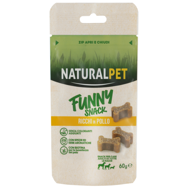 Image of NaturalPet Funny snack per cani 60 gr - Ossicini con Pollo - SPEDIZIONE GRATIS 1° ORDINE + scegli lo sconto BZR5 / BZR20010