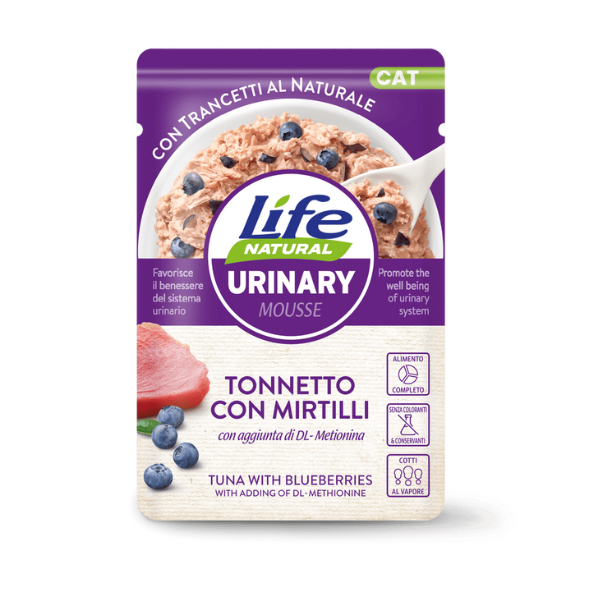 Life Cat Natural Urinary Bustine 70 gr - Tonnetto con mirtilli - Cibo umido per gatti