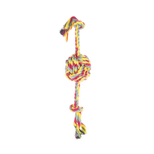 Corda con palla per cani Cotonosso Centro Palla PetUp - Fucsia e Giallo - 33 cm - Giochi per cani