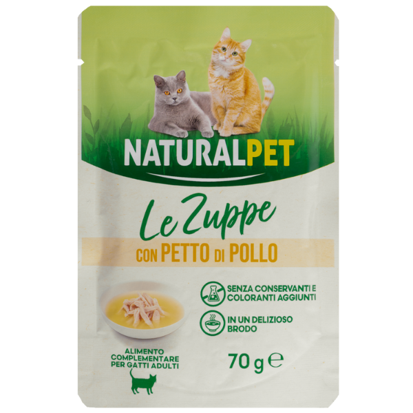 Naturalpet Cat Adult Zuppa in brodo 70 gr - Petto di Pollo