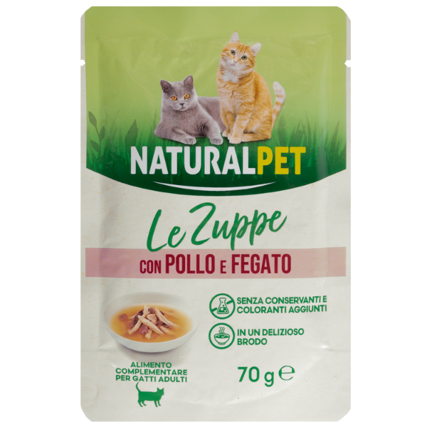 Image of Naturalpet Cat Adult Zuppa in brodo 70 gr - Pollo e Fegato - SPEDIZIONE GRATIS 1° ORDINE + scegli lo sconto BZR5 / BZR20010