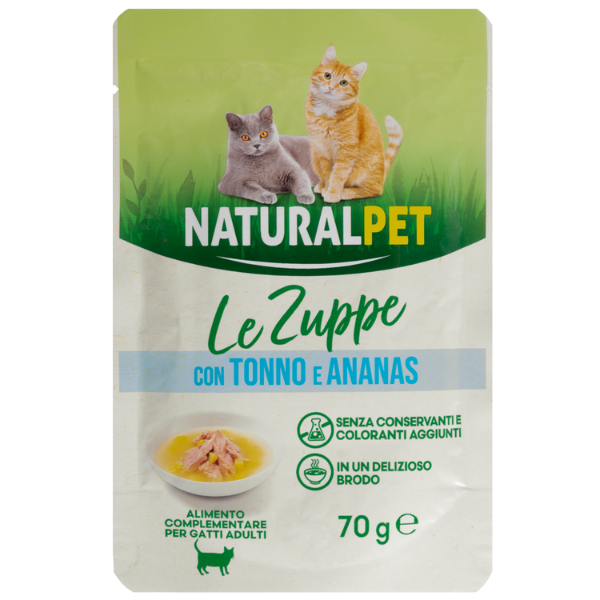 Naturalpet Cat Adult Zuppa in brodo 70 gr - Tonno e Ananas