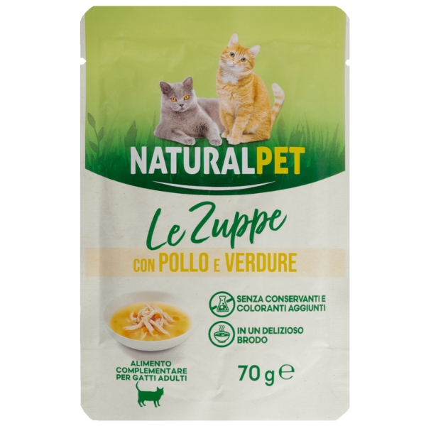 Image of Naturalpet Cat Adult Zuppa in brodo 70 gr - Pollo e Verdure - SPEDIZIONE GRATIS 1° ORDINE + scegli lo sconto BZR5 / BZR20010