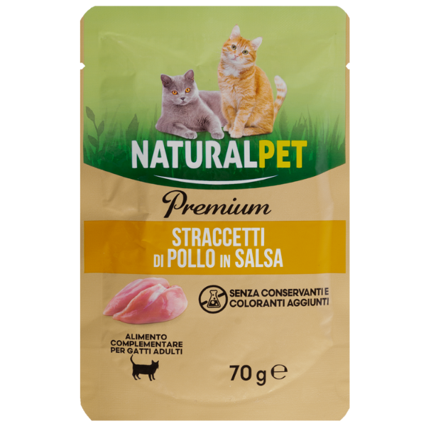 NaturalPet Premium Cat Adult Straccetti in salsa 70 gr - Pollo