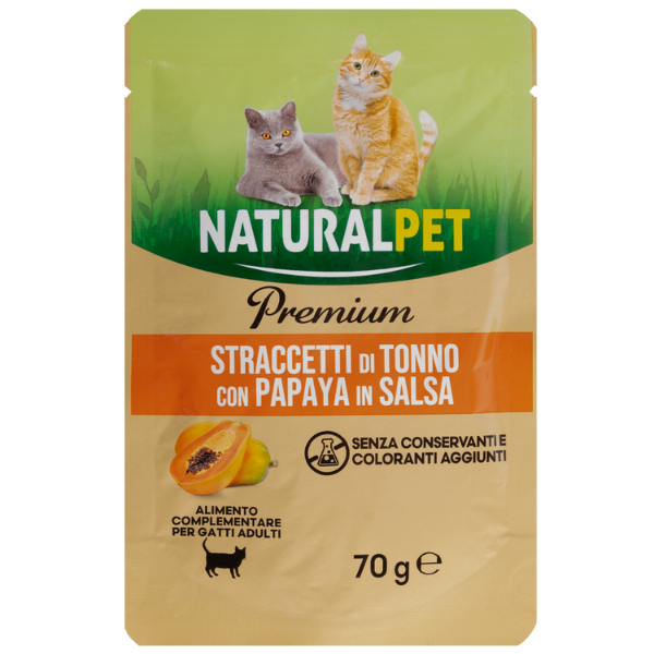 Image of NaturalPet Premium Cat Adult Straccetti in salsa 70 gr - Tonno con papaya - SPEDIZIONE GRATIS 1° ORDINE + scegli lo sconto BZR5 / BZR20010