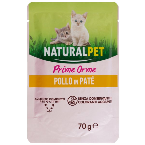 NaturalPet Cat Kitten Prime Orme Patè 70 gr - Pollo